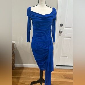 Elegant Blue Off-Shoulder Dress